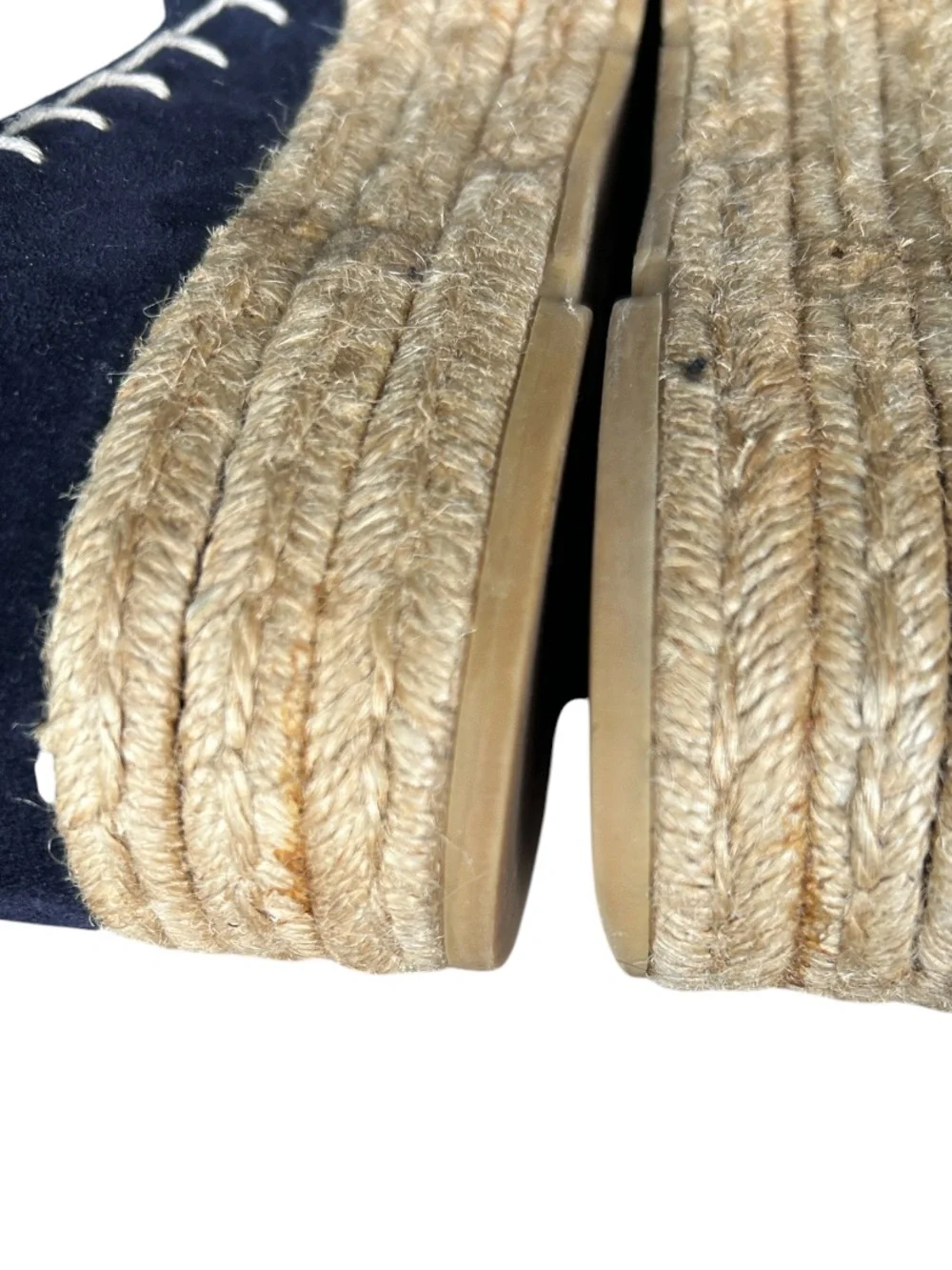 Ralph Lauren Collection Navy Suede Espadrille Wedge Made in Spain 8.5